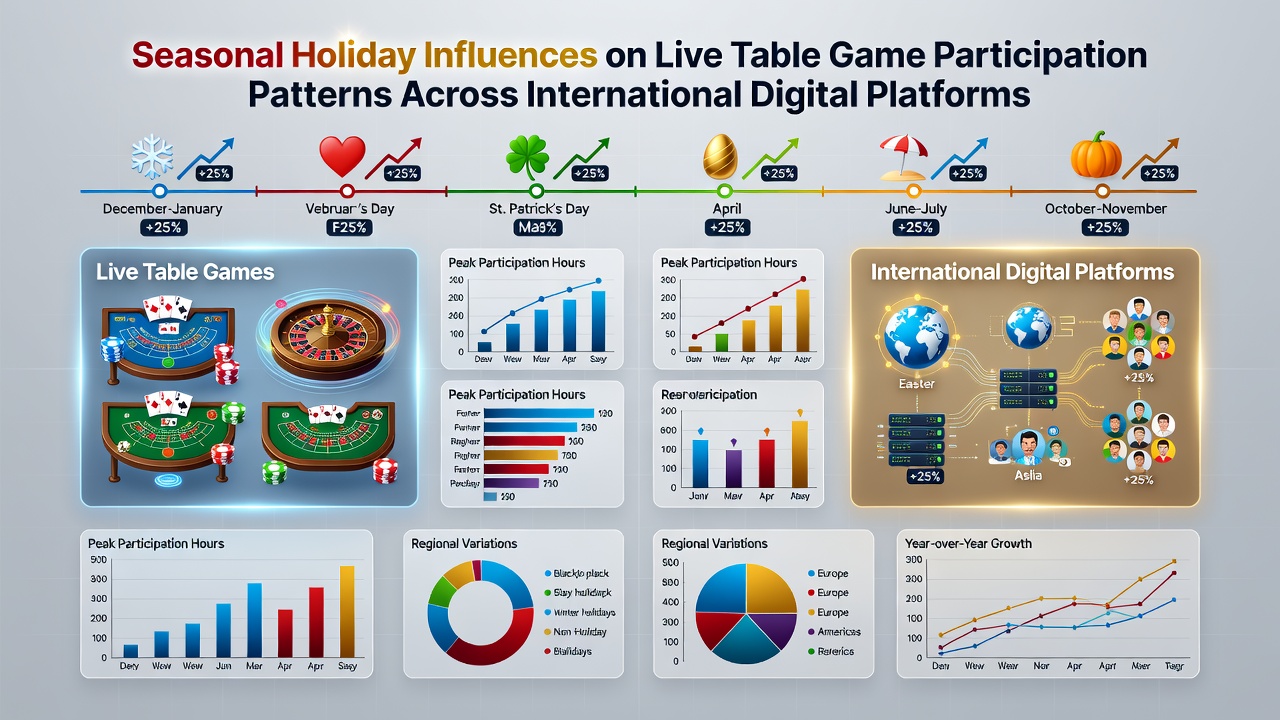 Data visualization of live table game participation spikes during holiday periods on global digital platforms