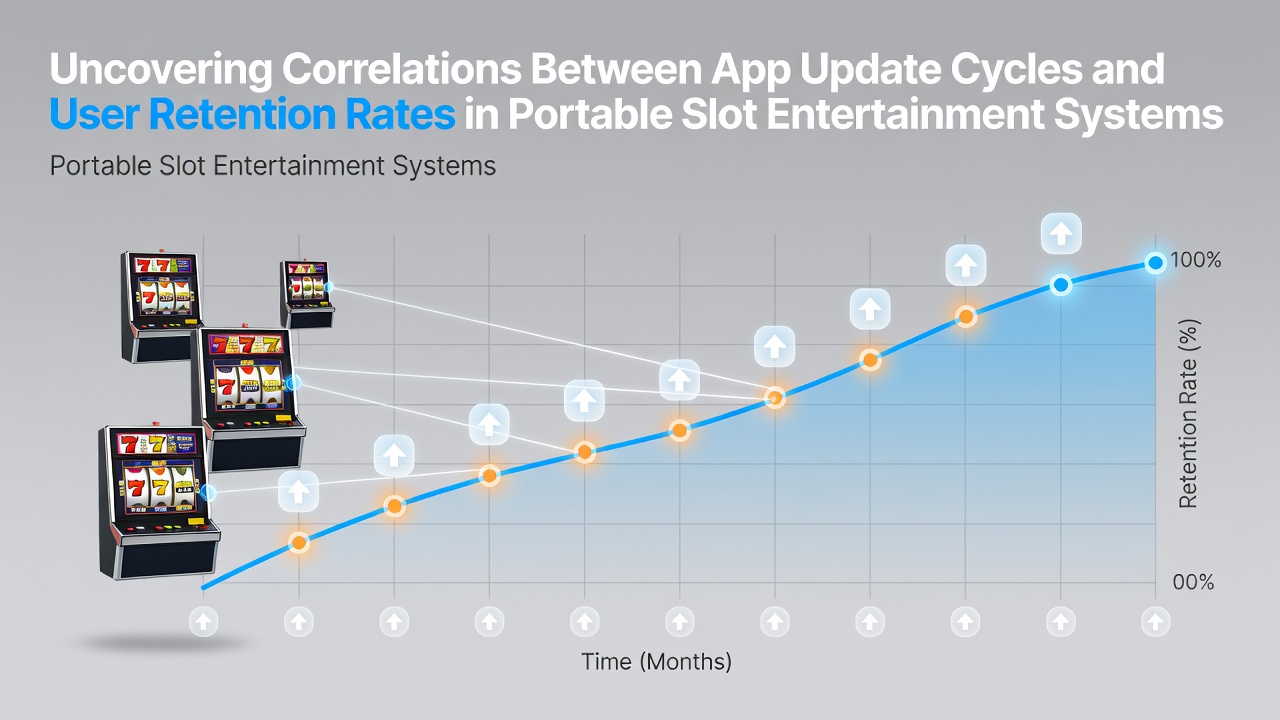 Mobile slot app interface showing update notification and retention metrics dashboard